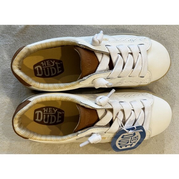 NEW Hey Dude Size 8 Karina Duo Classic White / Tan Sneaker Lace Up Women's NWT - Picture 5 of 13